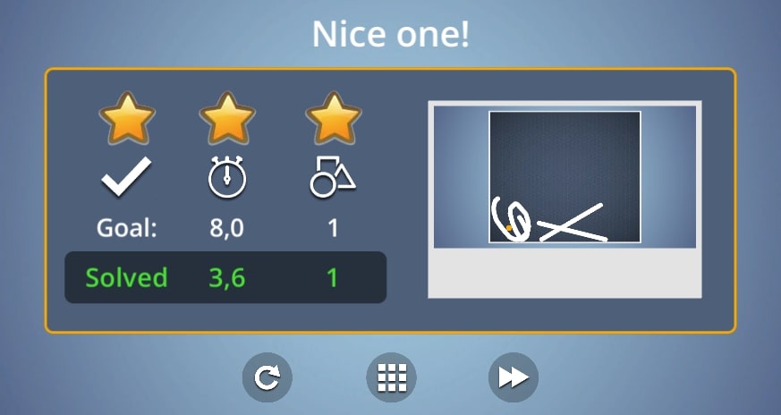 A 3-star level in Brain Lines game at Yoplay.io