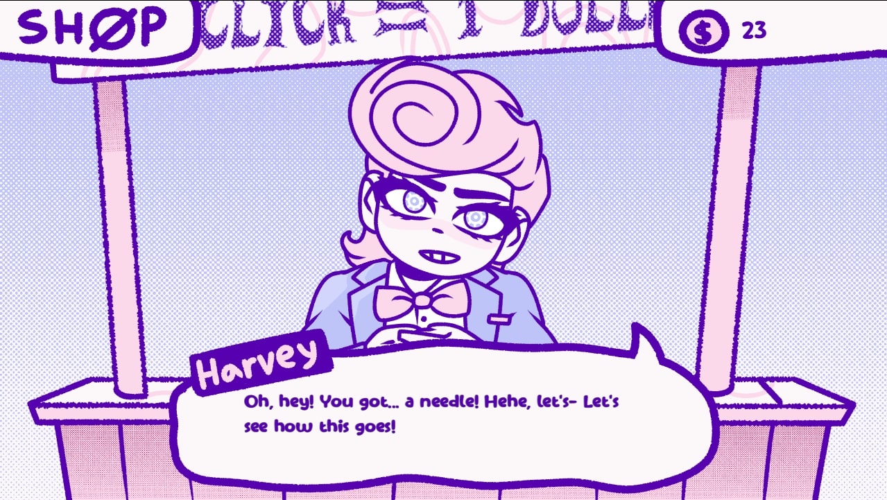 In the game Bloodmoney, Where is Harvey worried he might feel pain?