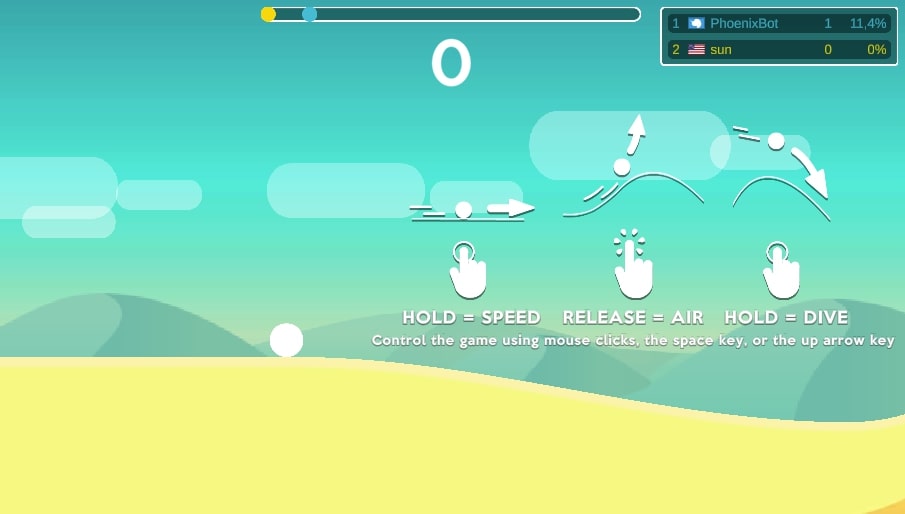Instructions on how to control the ball in the Curve Rush Io Game