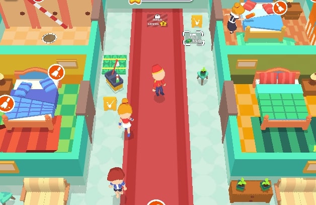 Player is very busy managing hotel in Perfect Hotel game at Yoplay.io