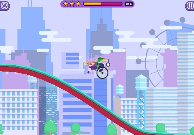 Players are flying in the air in the Scary Wheels game at Yoplay.io