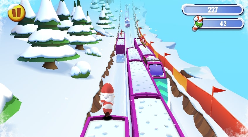 Players need to be careful of the snowballs that unexpectedly fall in the Santa Run game at Yoplay.io.