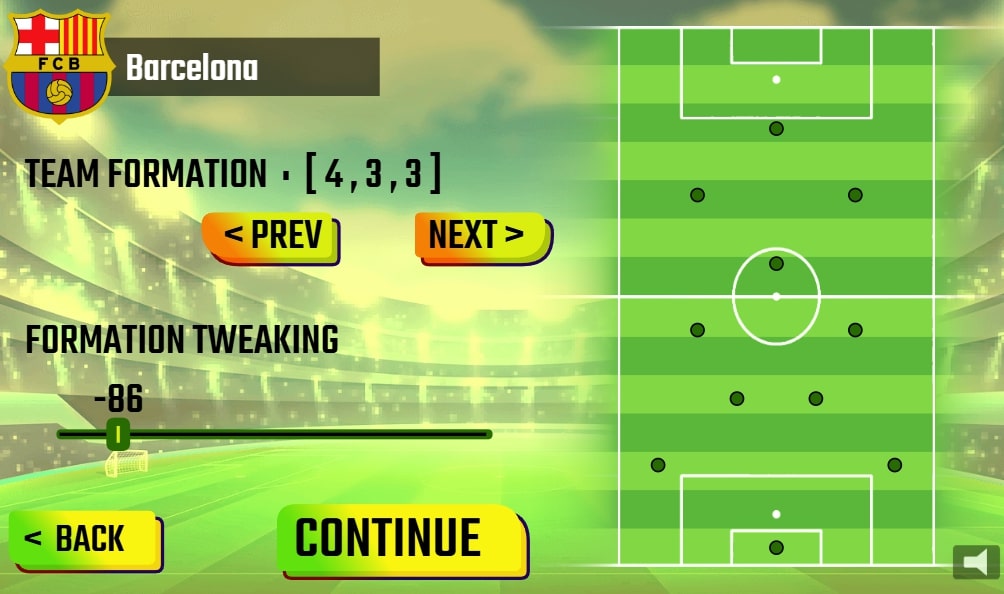 Players select their squad first in Multiphayter mode on Soccer Skis Champions League game at Yoplay.io