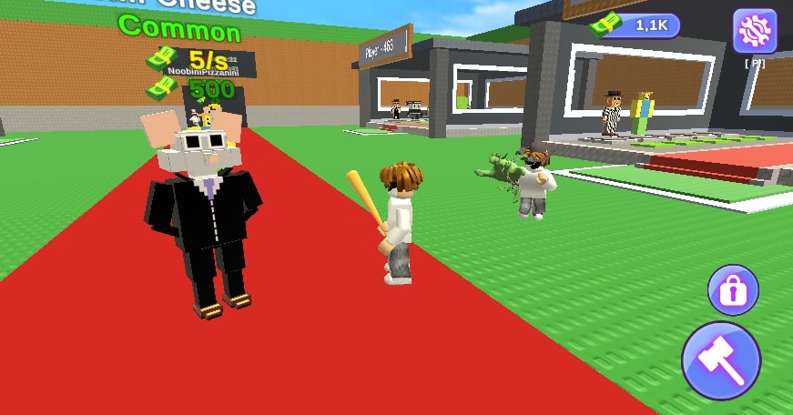 Players wait in front of the prisoner memes conveyor belt to buy quality Brainrots in Steal Brainrots game on Yoplay.io