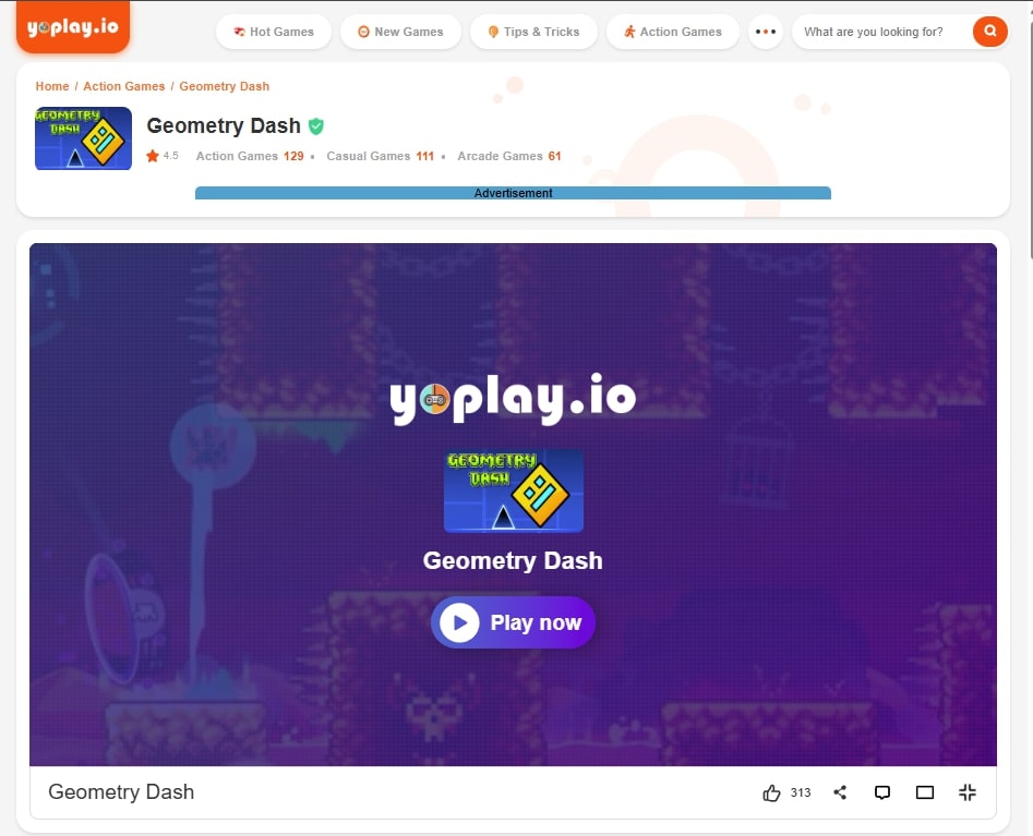 Geometry Dash game at Yoplay.io
