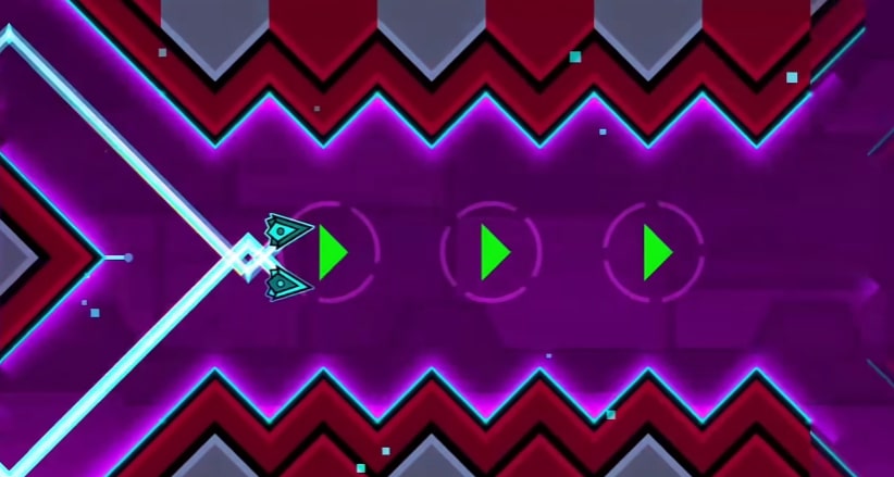 Players will use arrows as spaceships in 1 level of Geometry Dash game at Yoplay.io
