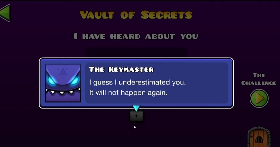 The Devil's gentle greeting in Chamber of time section of Geometry Dash game at Yoplay.io