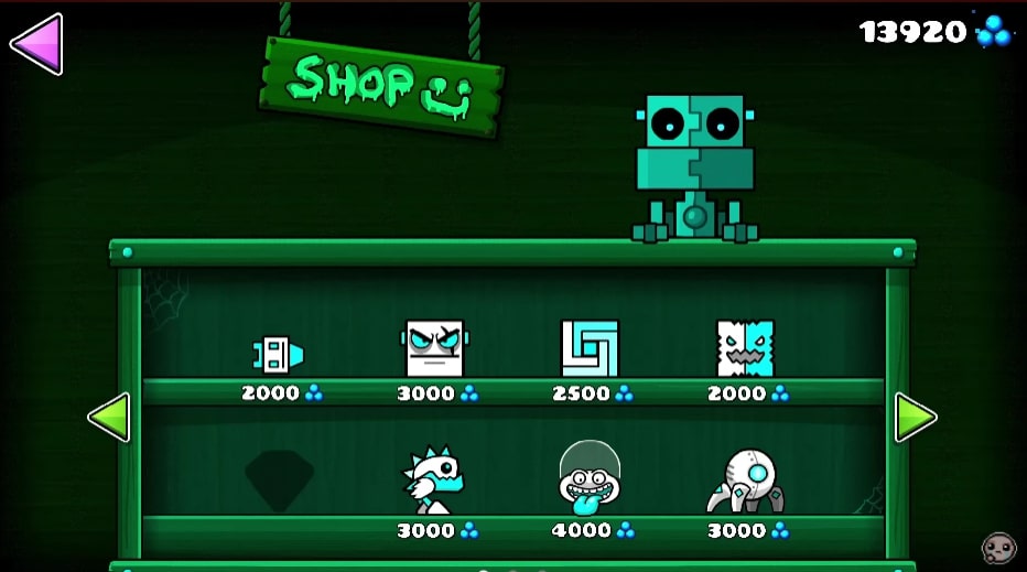 The Secret Shop in Chamber of Time in Geometry Dash game at Yoplay.io