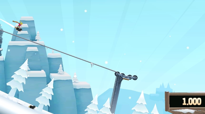 Rope sliding is one of the interesting points of Ski Frenzy game at Yoplay.io