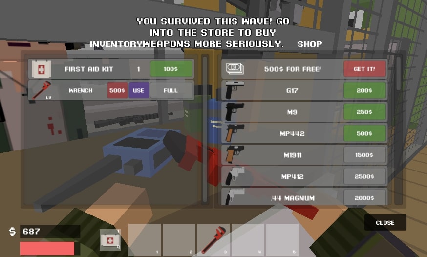 Shop gun in Zombie Strike game at Yoplay.io
