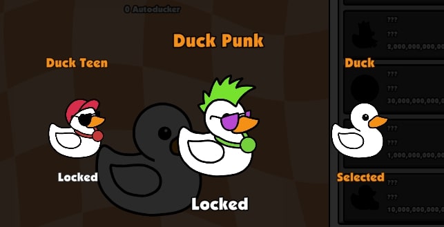Skins trong Duck Clicker game at Yoplay.io