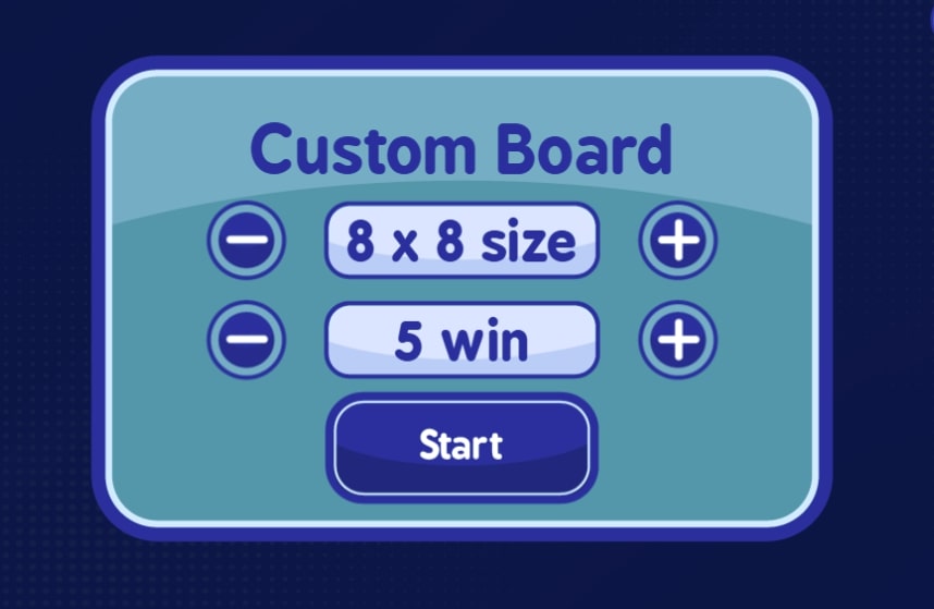 The Custom Board in Tic Tac Toe game at Yoplay.io