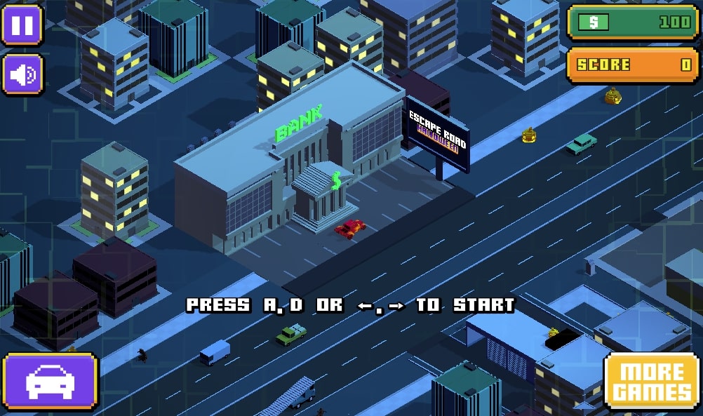 The main player screen of Escape Road Halloween