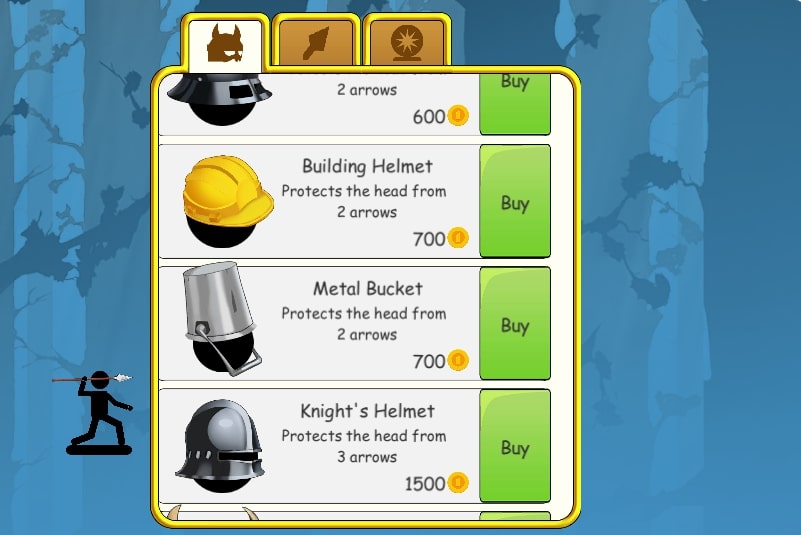 The shop in the Spear Waone game at Yoplay.io